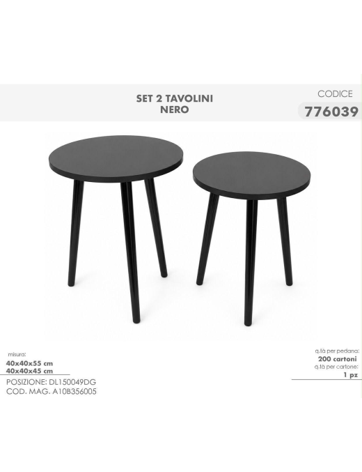 TAVOLINO SET 2pz NERO