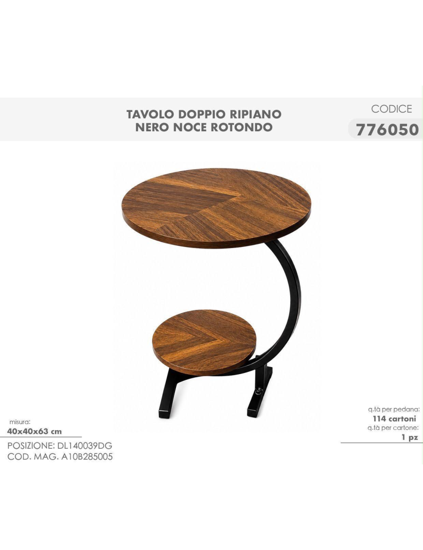 TAVOLINO DOPPIO RIP. 40x40x63 NOCE