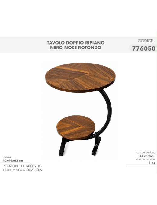 TAVOLINO DOPPIO RIP. 40x40x63 NOCE