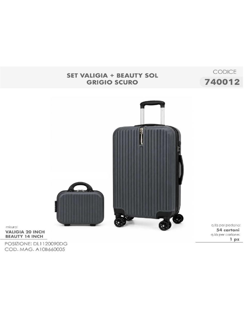 L.TRAVEL TROLLEY+BEAUTY SOL GRIGIO