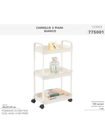 CARRELLO BIANCO 3 PIANI 38x37x70cm
