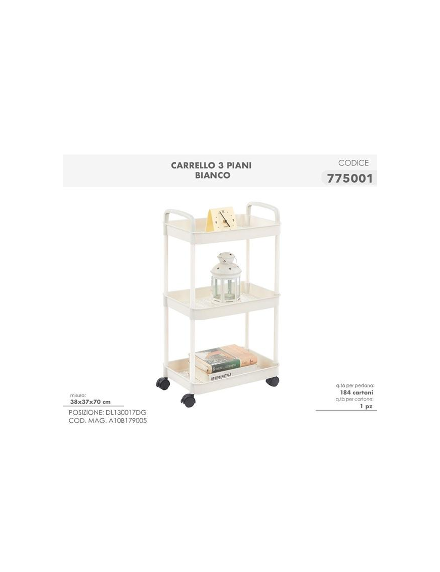 CARRELLO BIANCO 3 PIANI 38x37x70cm