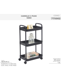 CARRELLO NERO 3 PIANI 38x37x70cm