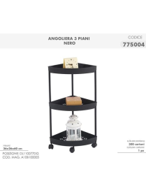 CARRELLO NERO ANG. 3 PIANI 36x26x60cm