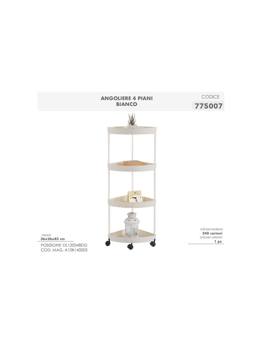CARRELLO BIANCO ANG. 4 PIANI 36x26x85cm
