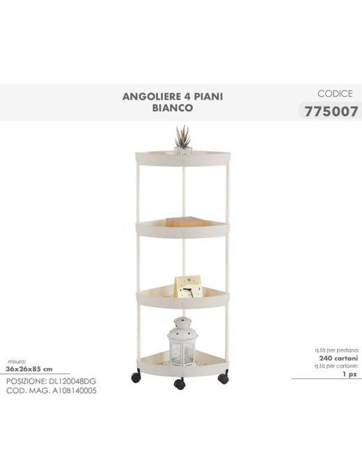 CARRELLO BIANCO ANG. 4 PIANI 36x26x85cm