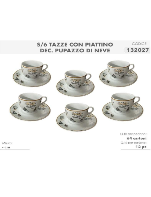 L.PUPAZZO NEVE SERV.CAFFE' 6pz C/P