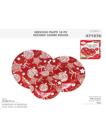 L.DEC.CUORE ROSSO SERV.TAVOLA 18pz