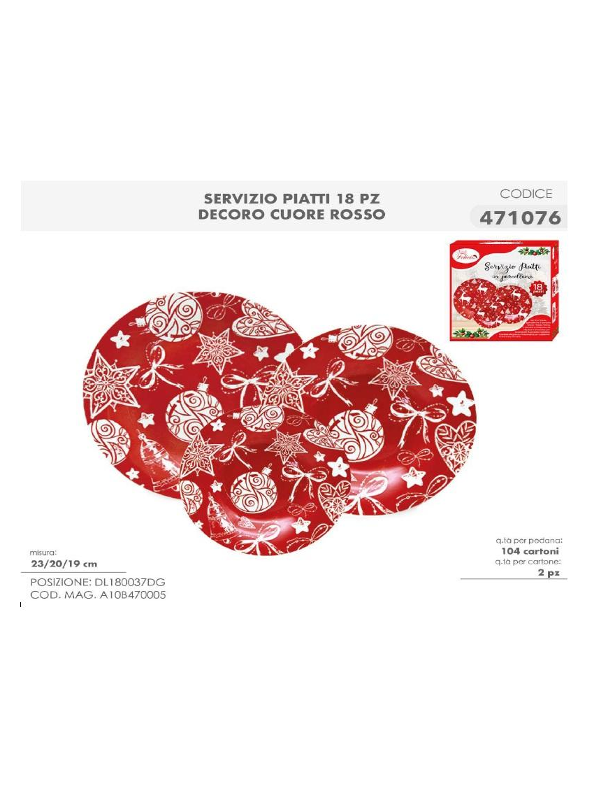 L.DEC.CUORE ROSSO SERV.TAVOLA 18pz