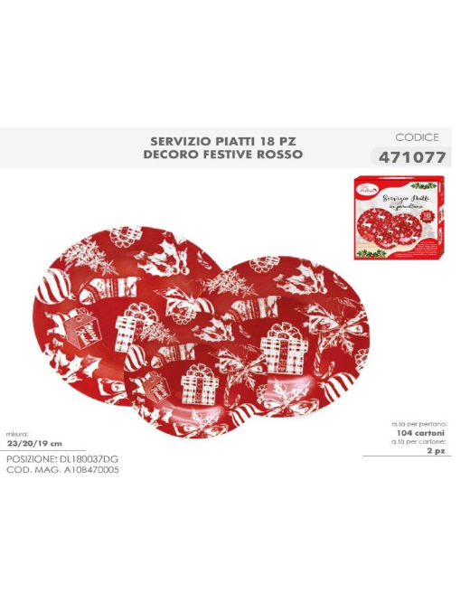 L.DEC.FESTIVE ROSSO SERV.TAVOLA 18pz