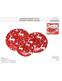 L.DEC.RENNA ROSSO SERV.TAVOLA 18pz