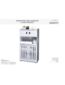 WHITE MOBILETTO C/CASS 75x36x22cm