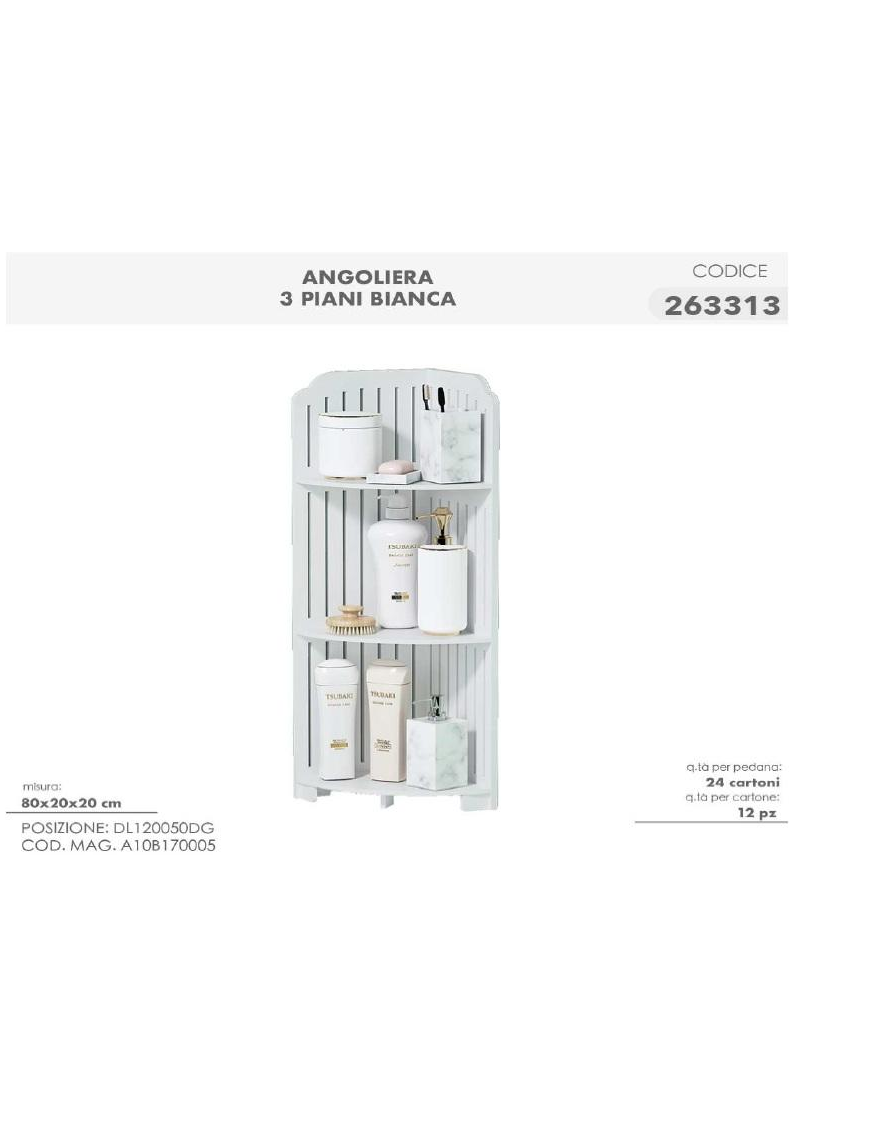 WHITE ANGOLIERA 3P  80x20x20cm 263313