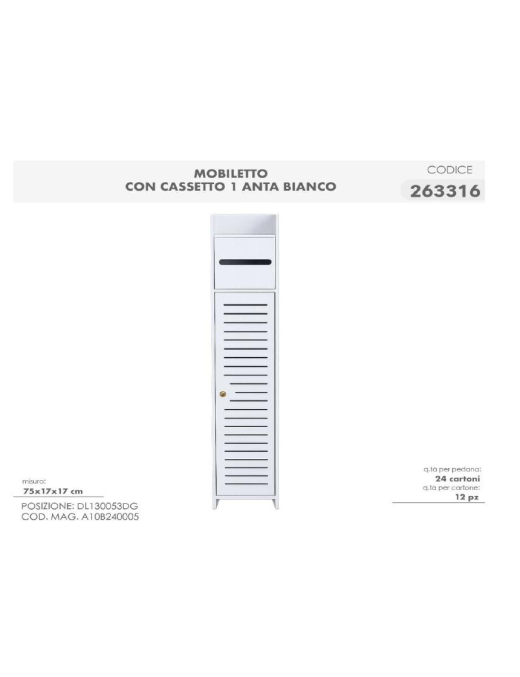 WHITE MOBILETTO C/CASS 75x17x17cm