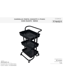 CARRELLO NERO 3 PIANI PORTAOGGETTI