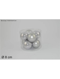 L.VETRO LUC/OPAC ARGEN SFERE  8cm 8pz$$