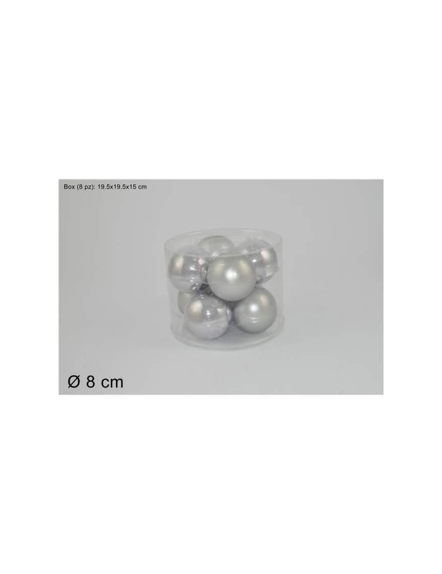 L.VETRO LUC/OPAC ARGEN SFERE  8cm 8pz$$