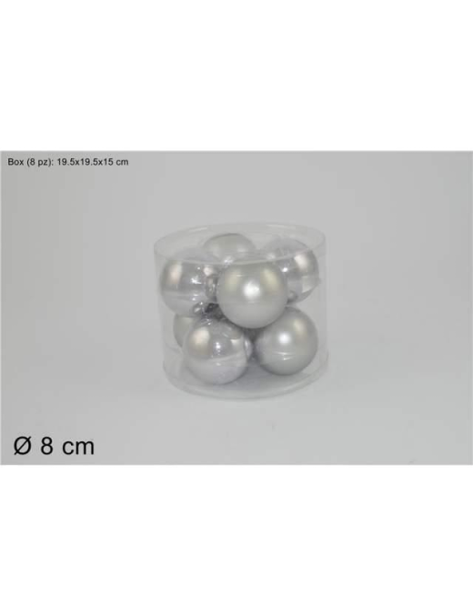 L.VETRO LUC/OPAC ARGEN SFERE  8cm 8pz$$