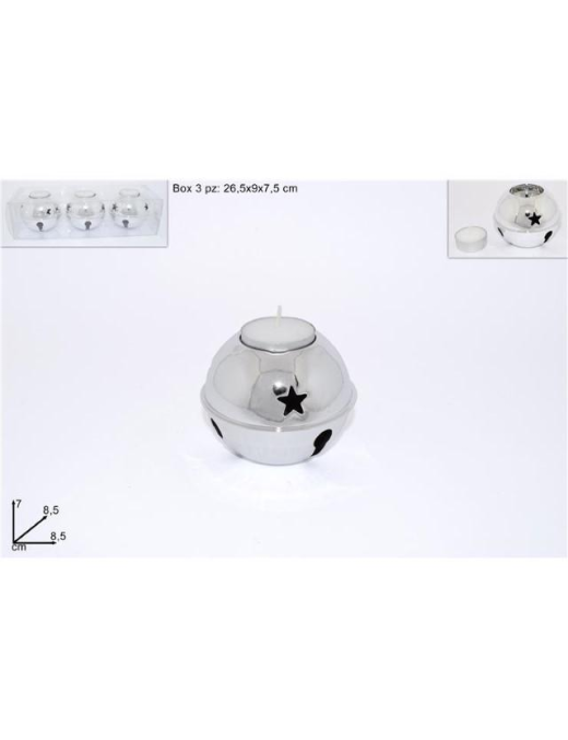 CAMPANELLA P/TEA-LIGHT ARG 8,5x7cm 3pz$$
