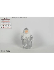 SILVER SANTA CLAUS CANDLE 9.5cm