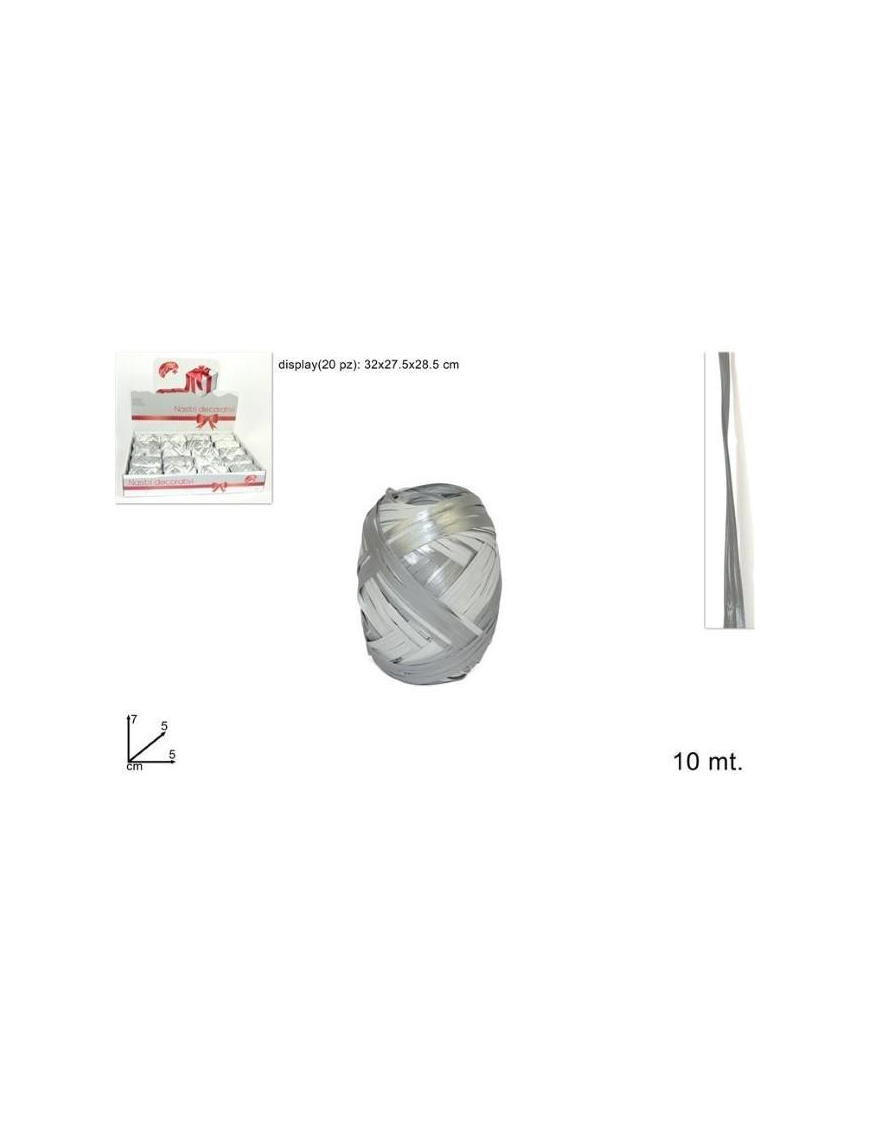 NASTRO RAFFIA BICOLOR 10mt BIANCO/ARGENTO