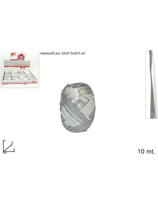 NASTRO RAFFIA BICOLOR 10mt BIANCO/ARGENTO