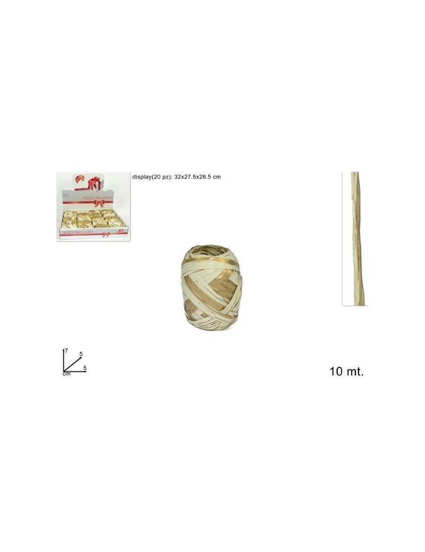 TWO-TONE RAFFIA RIBBON 10m CREAM/GOLD
