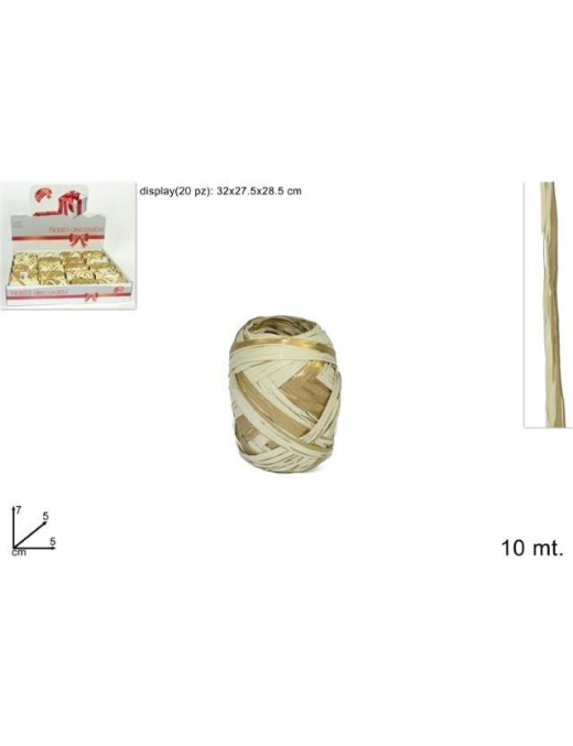 TWO-TONE RAFFIA RIBBON 10m CREAM/GOLD