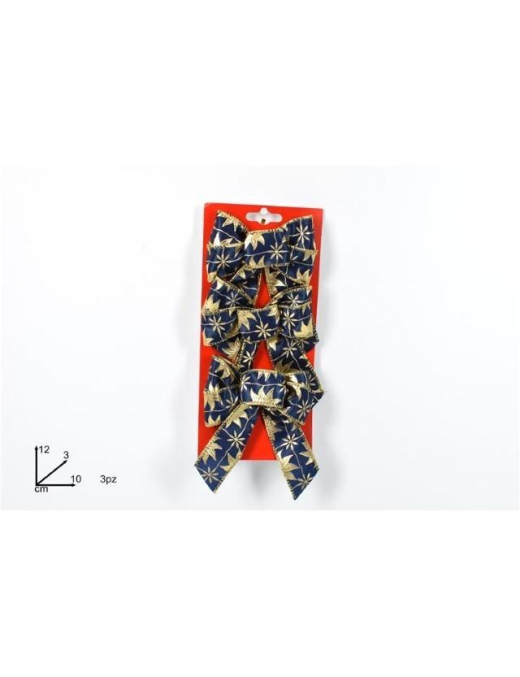 L.STELLA ORO FIOCCO BLU 12cm 3pz $$