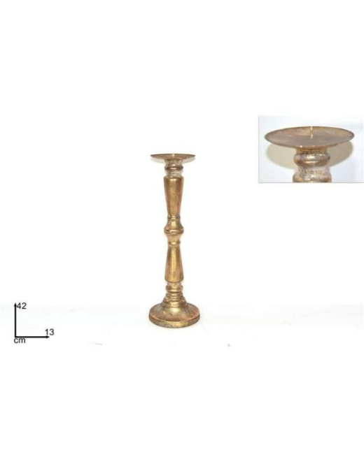 CANDELIERE METALLO ORO ANTICATO 42cm