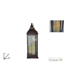 LANTERNA C/3 CANDELE NERA 71x24x24cm$$
