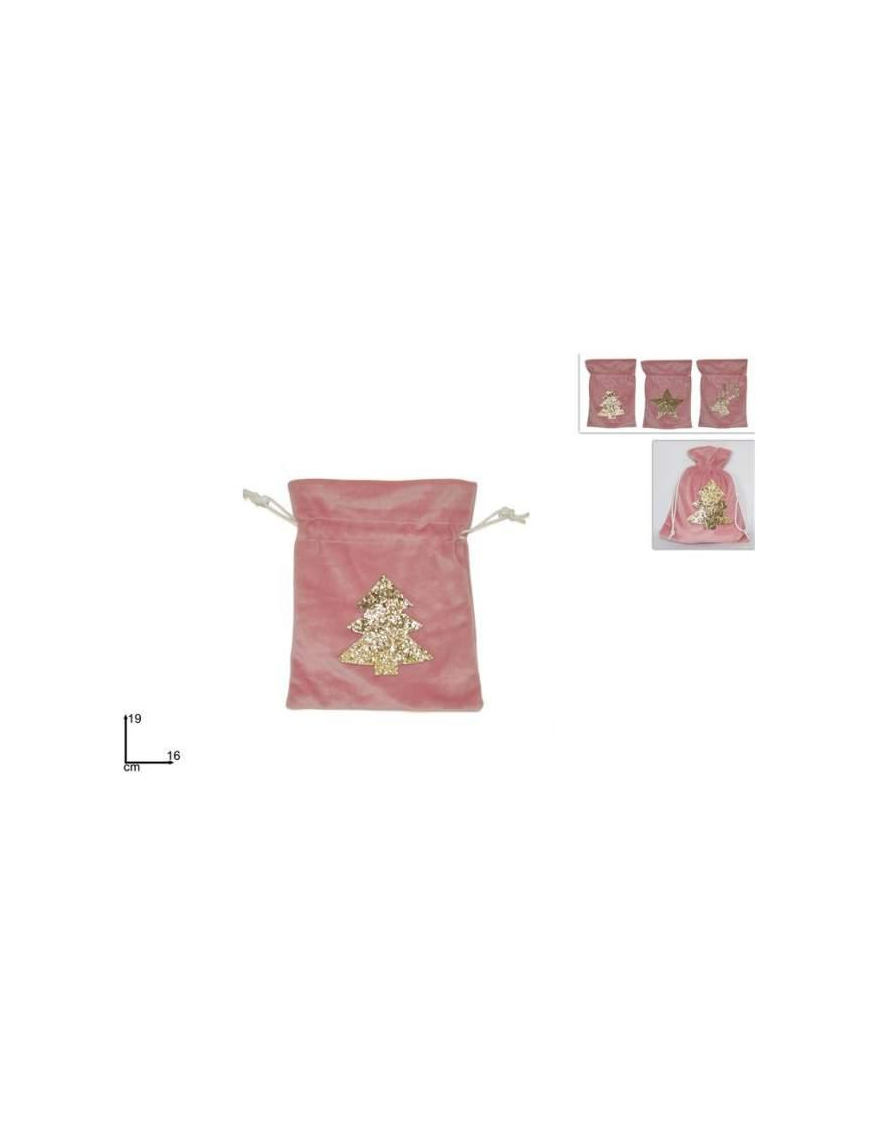 SACCHETTO VELLUTO ROSA 19x15,5cm