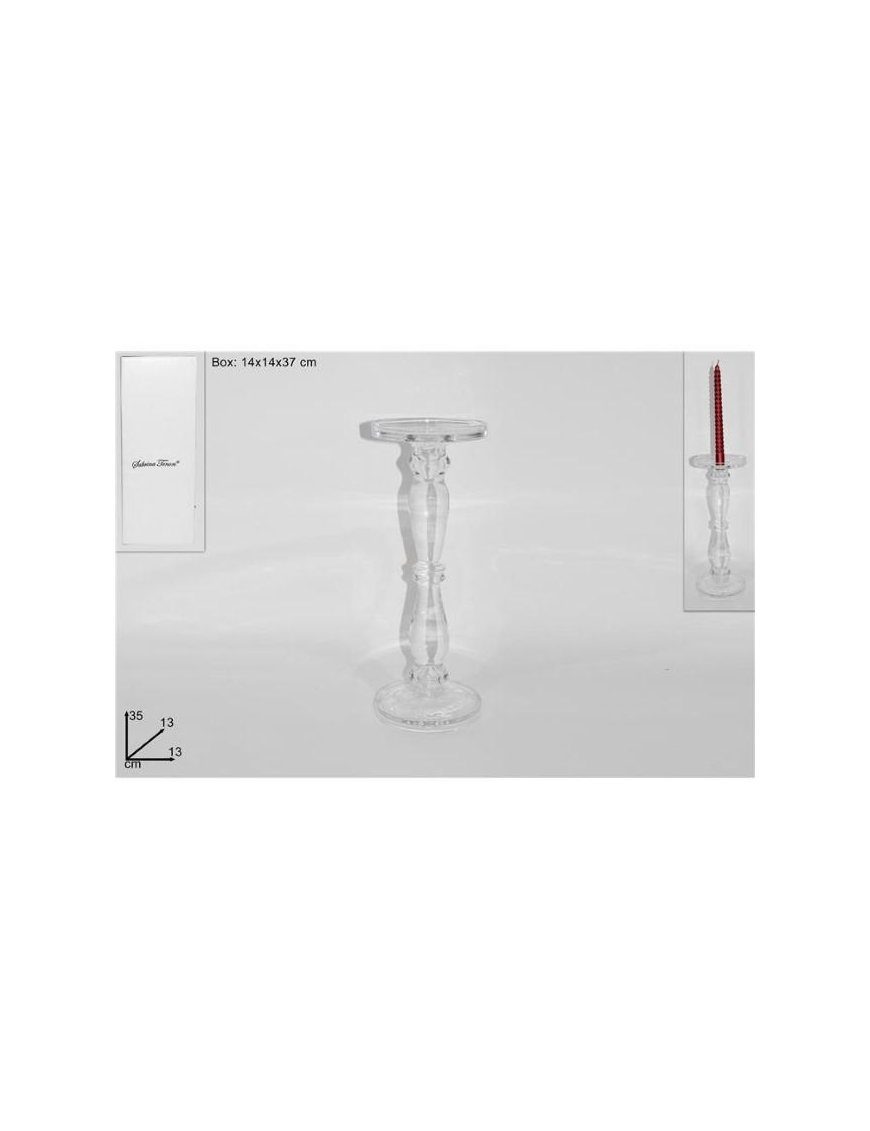 GLASS CANDLE HOLDER 35cm