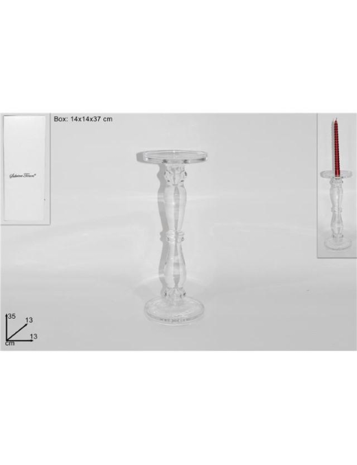 GLASS CANDLE HOLDER 35cm