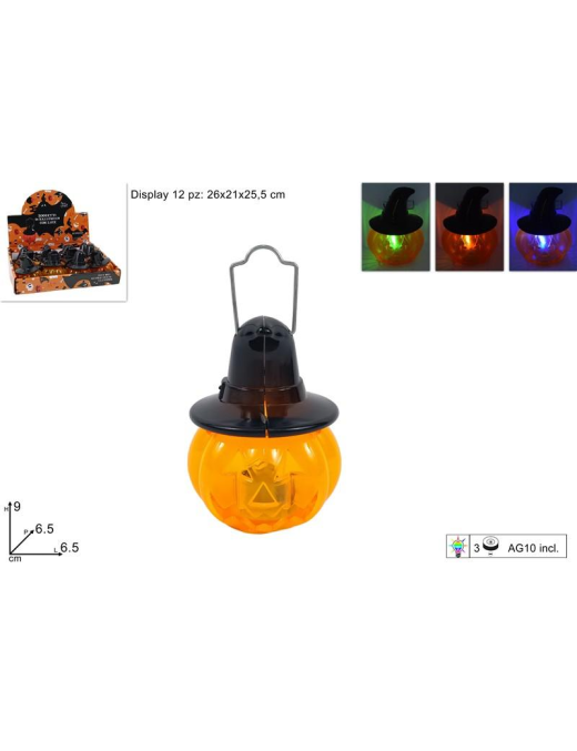 PUMPKIN LIGHT WITH HAT 9cm