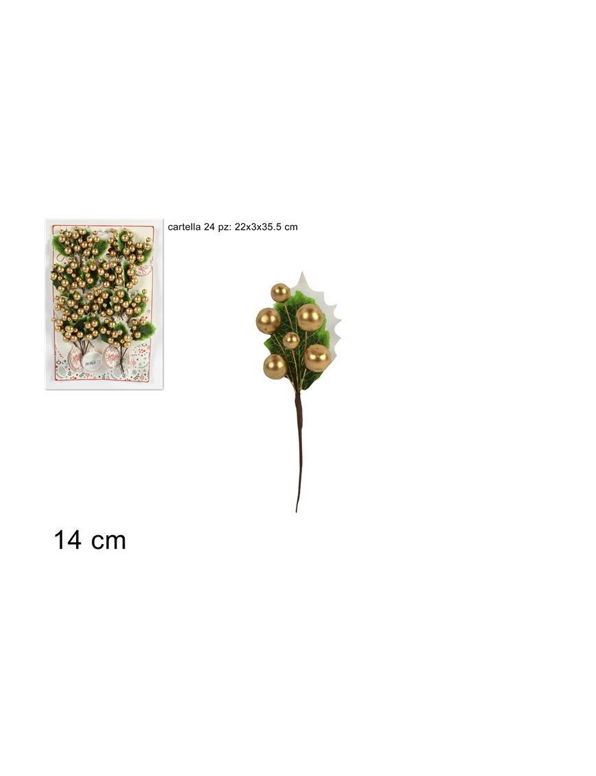 BERRY PACKAGE CLOSURE WITH GOLD HOLLY 14cm