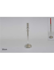SILVER GLASS CANDLESTICK 30cm