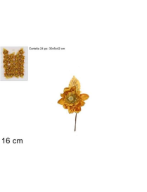 FIORE GLITTERATO ORO 16cm RO010346A $$