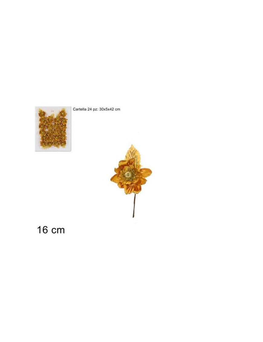 FIORE GLITTERATO ORO 16cm RO010346A $$