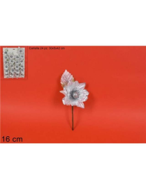 FIORE GLITTERATO BIANCO 16cm RO010346C$$