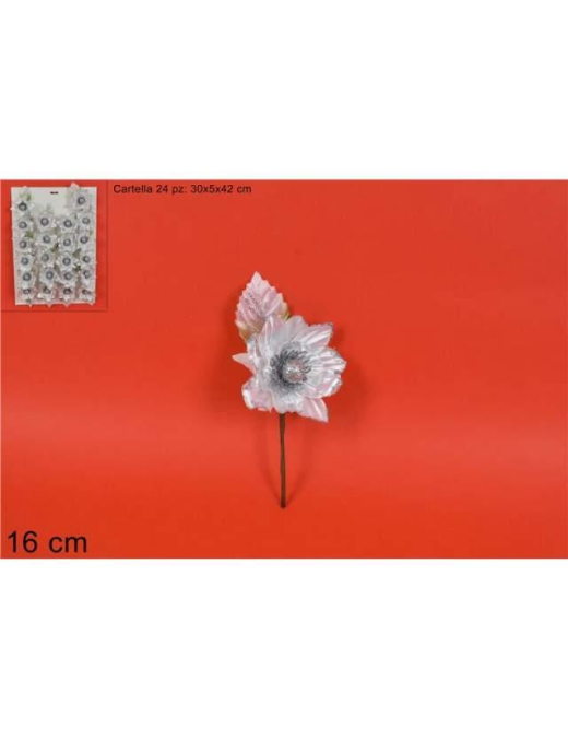 FIORE GLITTERATO BIANCO 16cm RO010346C$$