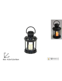 LANTERNA PLAST. NERA C/CANDELA 15cm$$