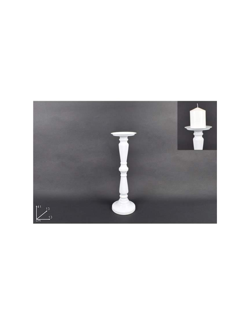 WHITE METAL CANDLE HOLDER 41cm