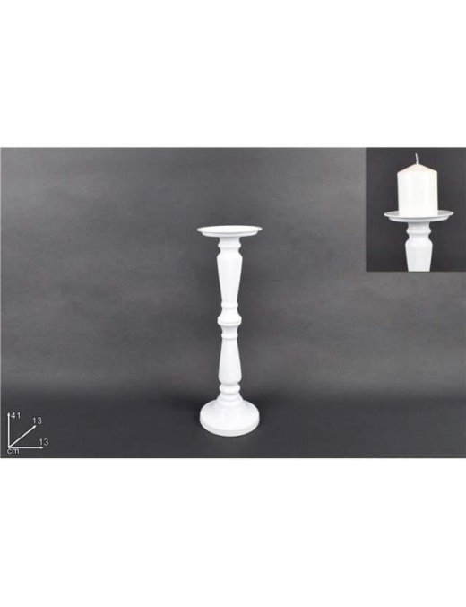 PORTACANDELA METALLO BIANCO 41cm