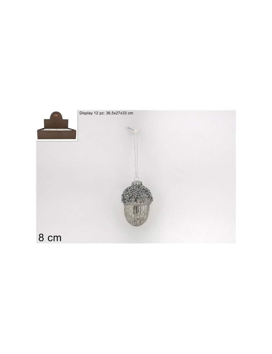 GHIANDA IN VETRO ARGENTO 8cm