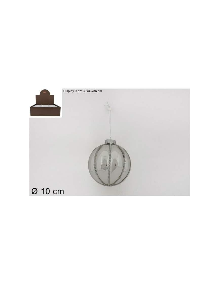SFERA IN VETRO ARGENTO LUCIDO 10cm