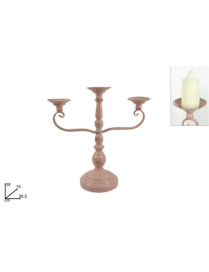 CANDELIERE FERRO ROSA ANTICO 4 CANDELE  38cm