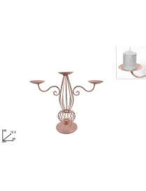 CANDELIERE FERRO ROSA ANTICO 5 CANDELE  36cm