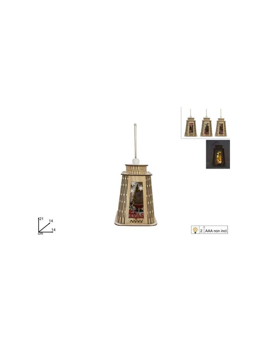 LANTERNA LEGNO C/SCENARIO 14x21cm $$