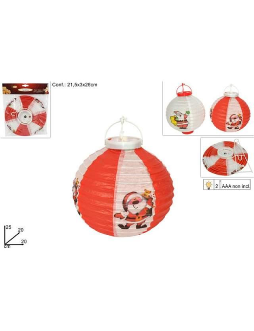 LANTERNA CARTA BABBO NATALE 20cm $$